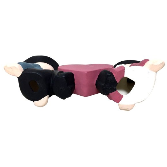 Unglazed Ceramic Amish Couple Sitting Together w/ Heart - Cute Decor Piece! - Picture 2 of 9